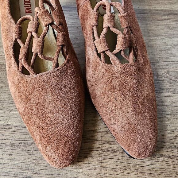 VINTAGE NEW OLD STOCK COSMOPOLITAN BROWN GENUINE LEATHER HEELS SHOES SIZE 8.5 - Picture 5 of 16